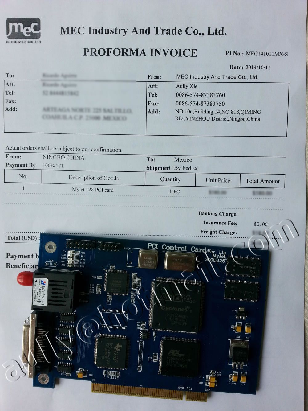 MEC141011MX-S(Myjet 128 PCI card ) to Mexico